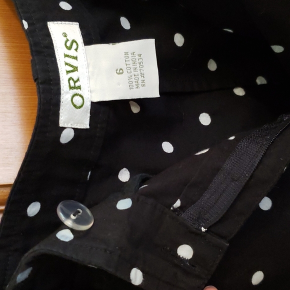 ORVIS Polka Dot Crop Pants Lightweight Black White Size 6 - Picture 3 of 5